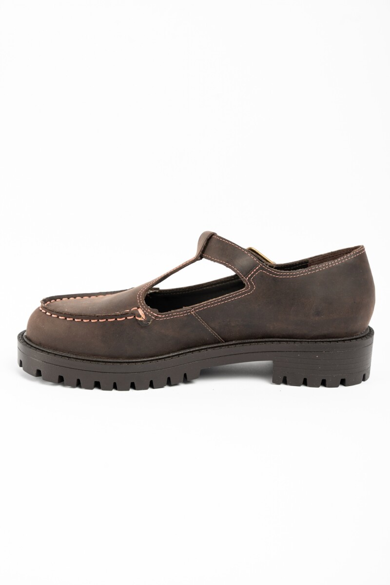 Zapato Guillermina Cuero Chocolate