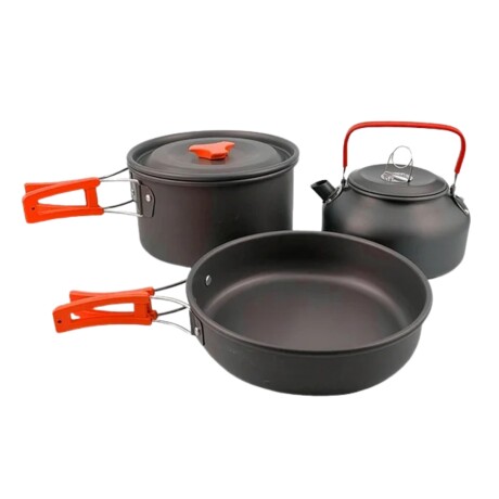 Juego de ollas para camping - 6 piezas Naranja