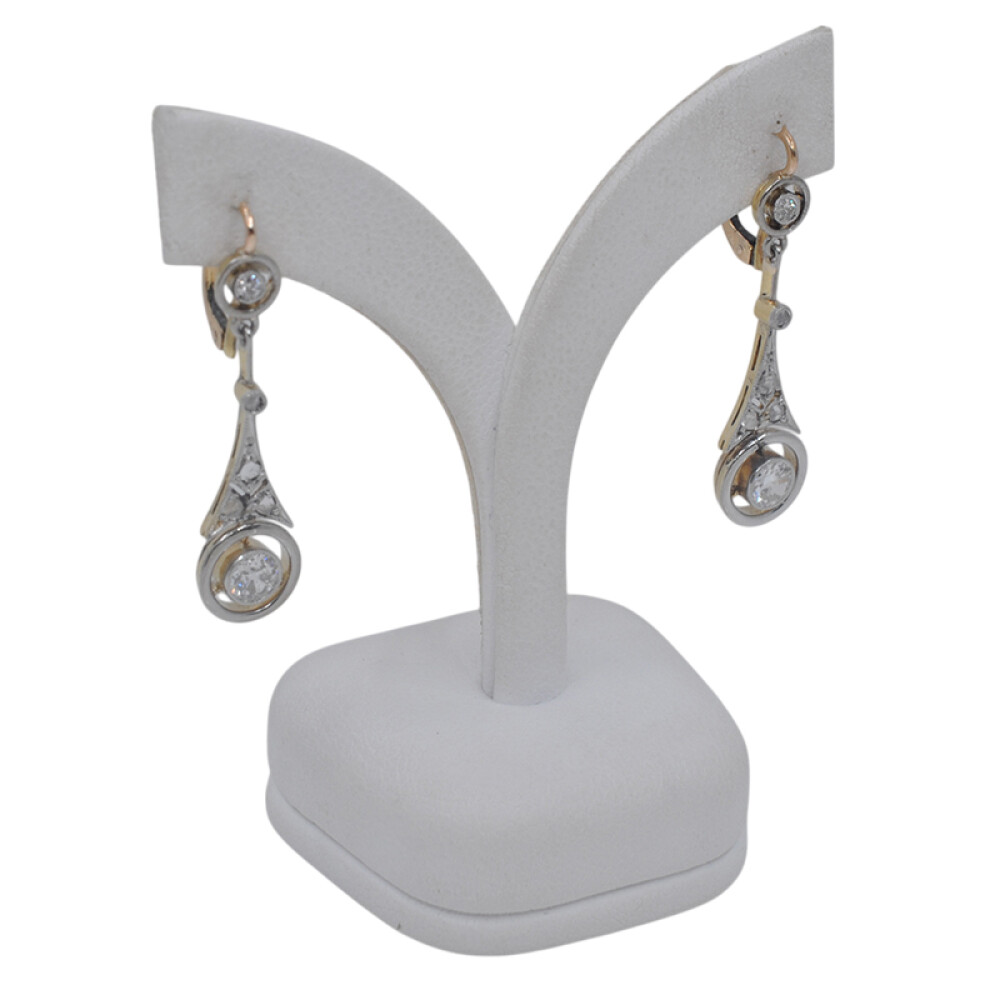 Caravanas antiguas en oro 18k con brillantes y diamantes Caravanas antiguas en oro 18k con brillantes y diamantes