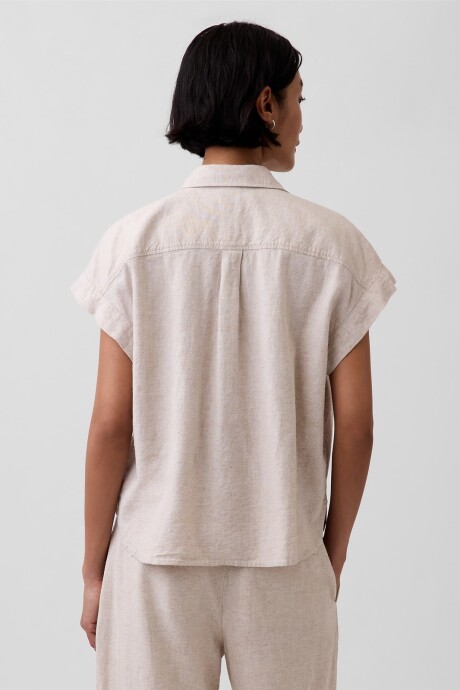 Camisa Lino Marga Corta Mujer Flax Linen