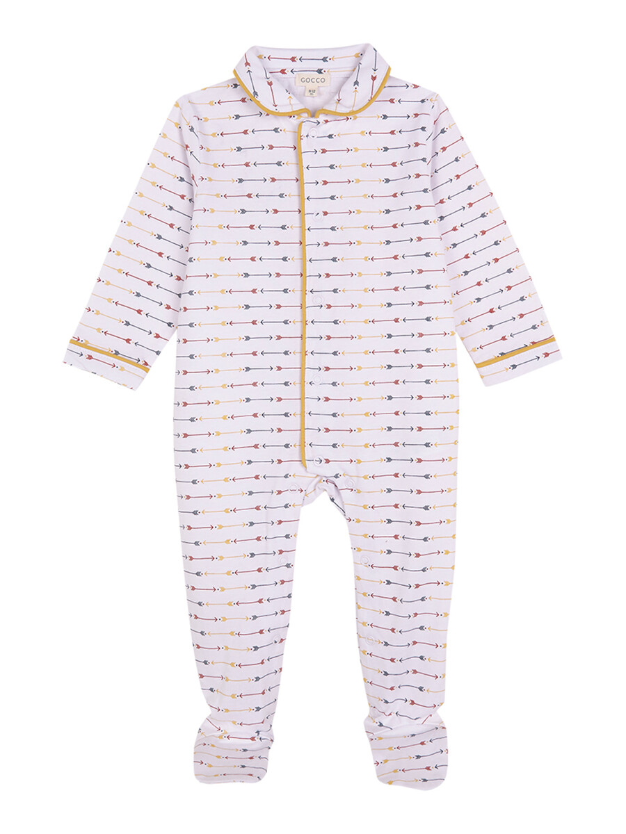 Pijama De Punto Estampado Blanco Optico