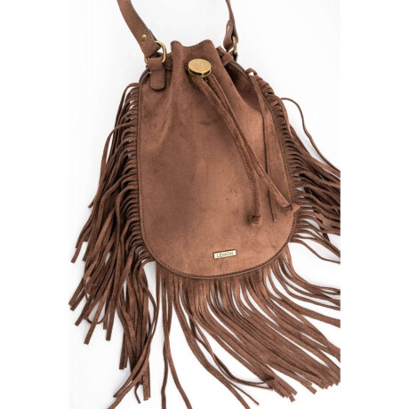 Cartera Flecos Gamuza Vegana Chocolate