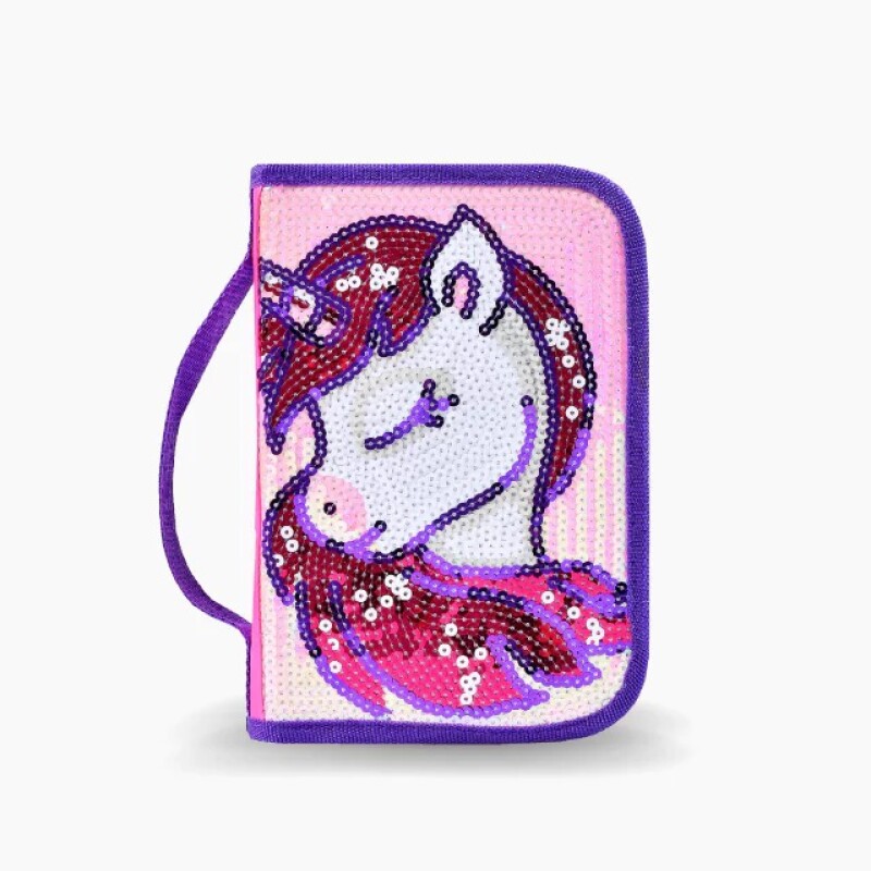 Cartuchera Footy Unicornio Lentejuelas Violeta - Rosado