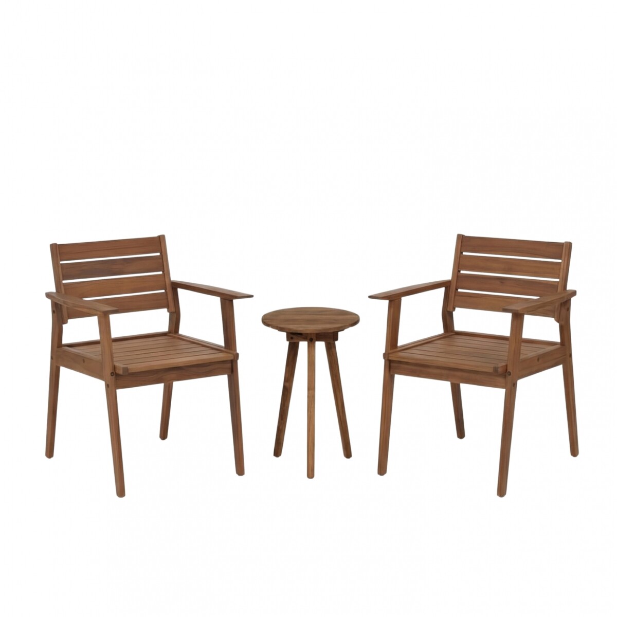 Set de Silla de Patio con Apoyabrazos en Teca Mesa Auxiliar 