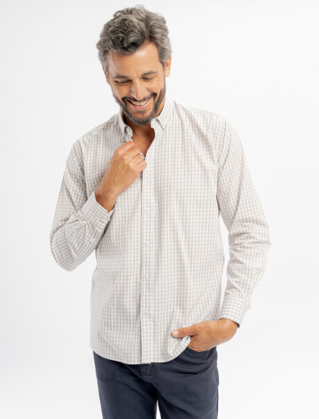 Camisa m/l Hudson beige/D3