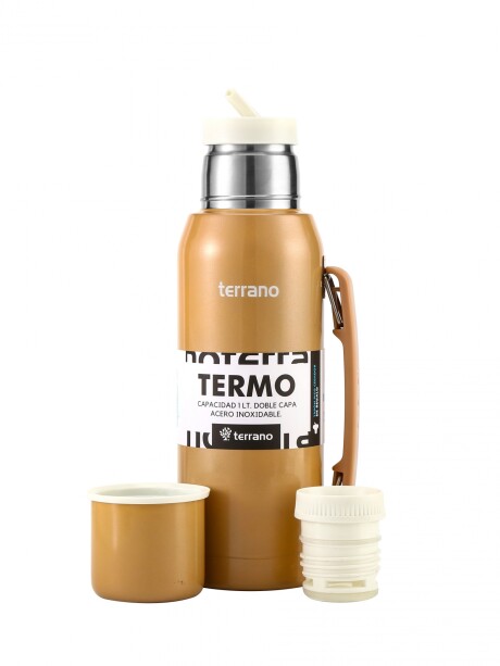 Set Acero 1Lt. Mate con Tapa Oro