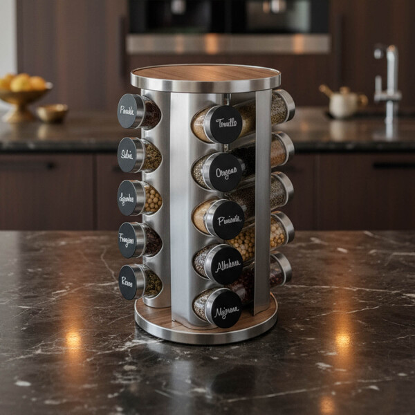 Especiero Giratorio 20 Frascos Vidrio Para Condimentos Cocina Acero Inoxidable Imback Especiero Giratorio 20 Frascos Vidrio Para Condimentos Cocina Acero Inoxidable Imback