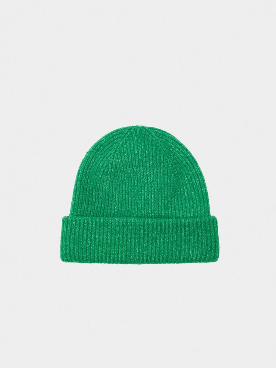 Gorro Canalado Con Dobladillo verde