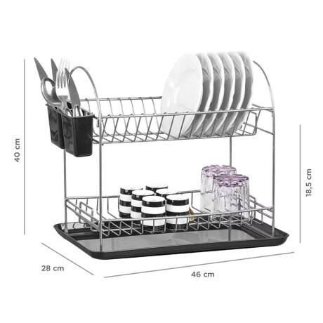 Escurridor de Platos Cromado con 2 Niveles y Bandeja Metalife Cromado
