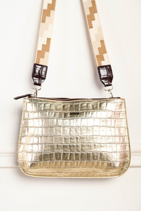 Bolso Croco Combinado Oro Viejo