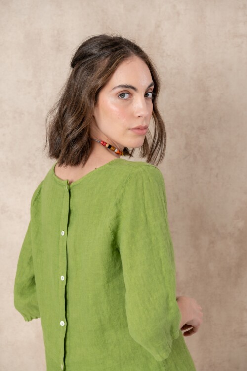 Blusa en lino Verde italia