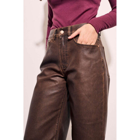 Jean Cuero Vegano Lavado Marron