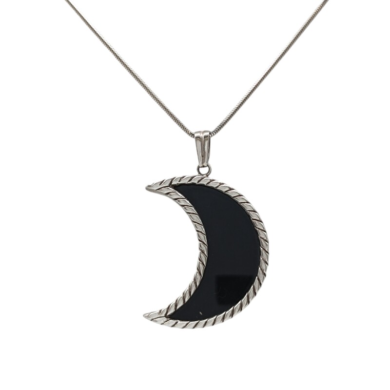 Dije Colgante Luna-Plata 925-Onix-CP4165 Conpiedra