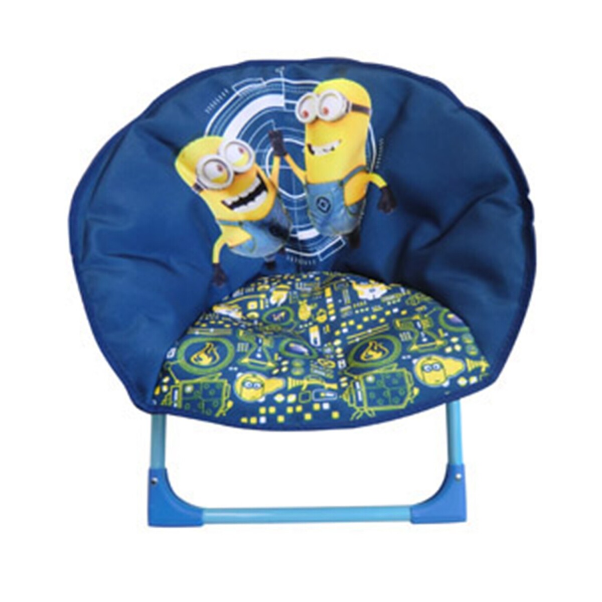 Silla plegable infantil metálica tipo honguito con estampado de personajes - MINIONS AZUL 