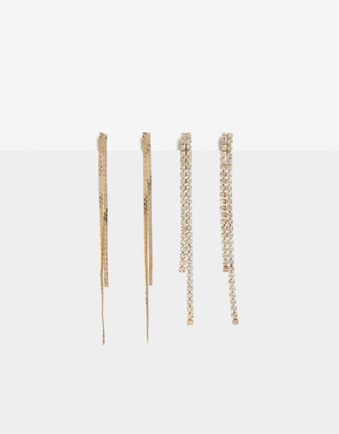 Aros Sets Strass Set De Aros Colgantes Strass - Dorado