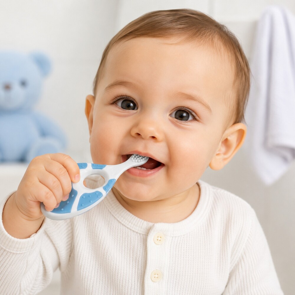 Cepillo dental BUBA 0-24 meses celeste