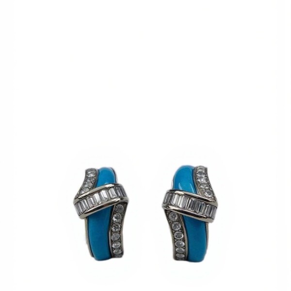 Caravanas Medio Aro Turquesa - Zirconias - Plata 925 - CA4313 sinpiedra