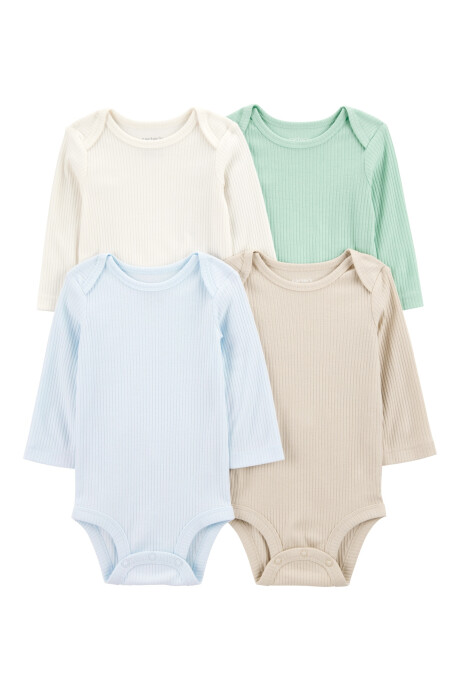 Pack cuatro bodies de algodón acanalado, originales Pack cuatro bodies de algodón acanalado, originales