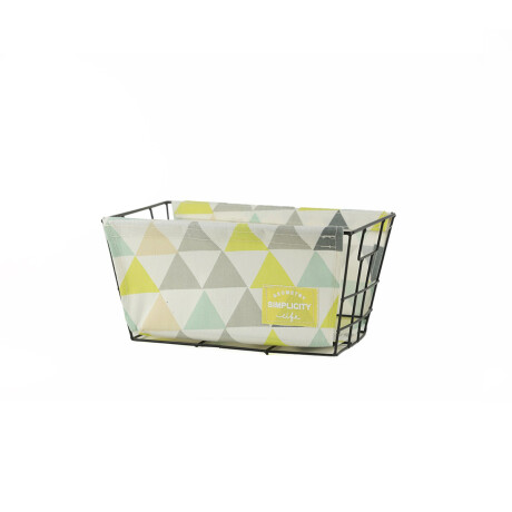 Canasto Cesto Organizador Metal Y Tela Estampada 30x23cm Amarillo