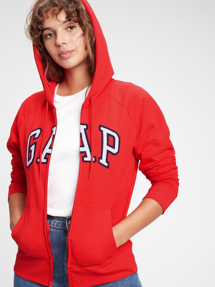 Canguro Con Cierre Con Felpa Logo Gap Mujer - Pure Red V3 