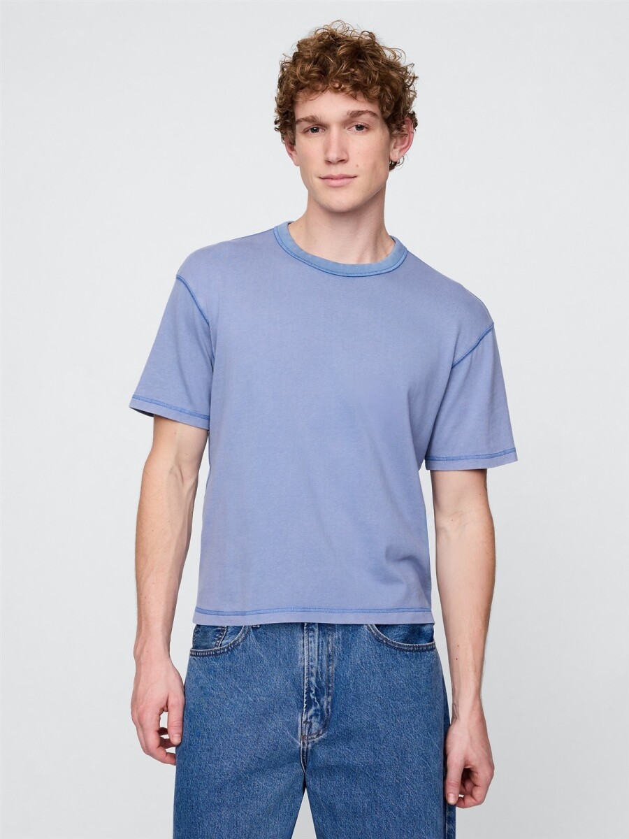 Remera Cropped Hombre - Soft Cornflower 