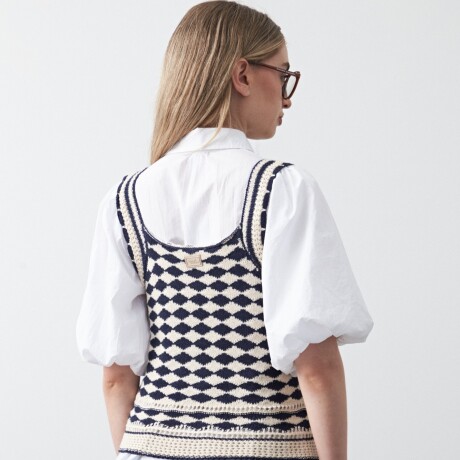 TOP EVARISTO Blanco/Azul