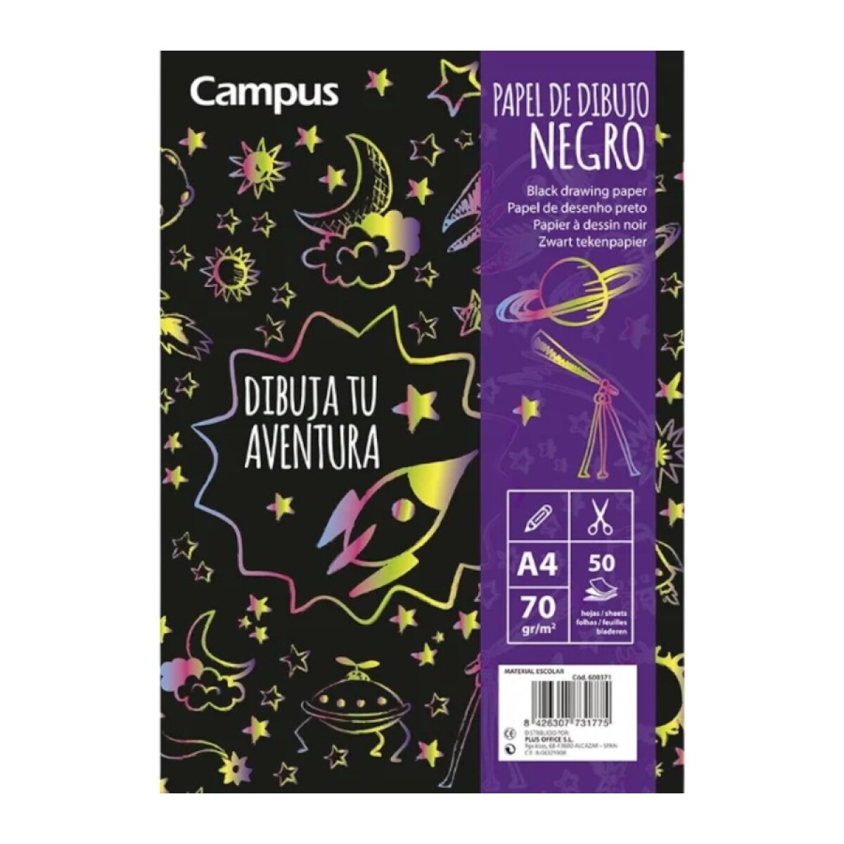Block de Dibujo Campus Papel Negro A4 