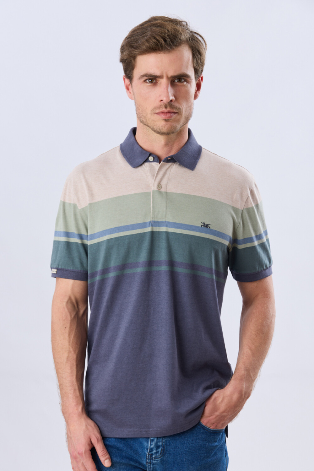 REMERA POLO RAYADA JERSEY Beige