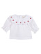 Camisa De Lino Cuello Con Bordados Piedra