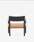 Butaca Yalia de madera maciza roble FSC 100% acabado negro y asiento de cuerda de papel