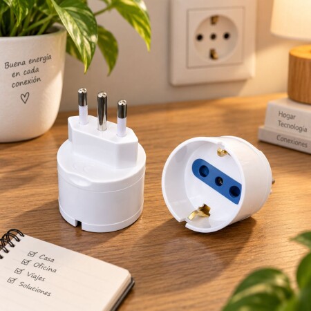 Ficha Adaptador Schuko Tres en Linea Blanco Volta Ficha Adaptador Schuko Tres en Linea Blanco Volta