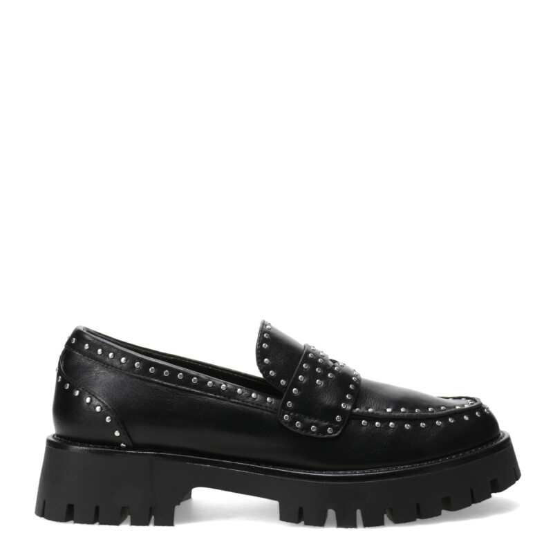 Zapatos de Mujer Miss Carol mocasin KANU con tachas Negro - Plateado