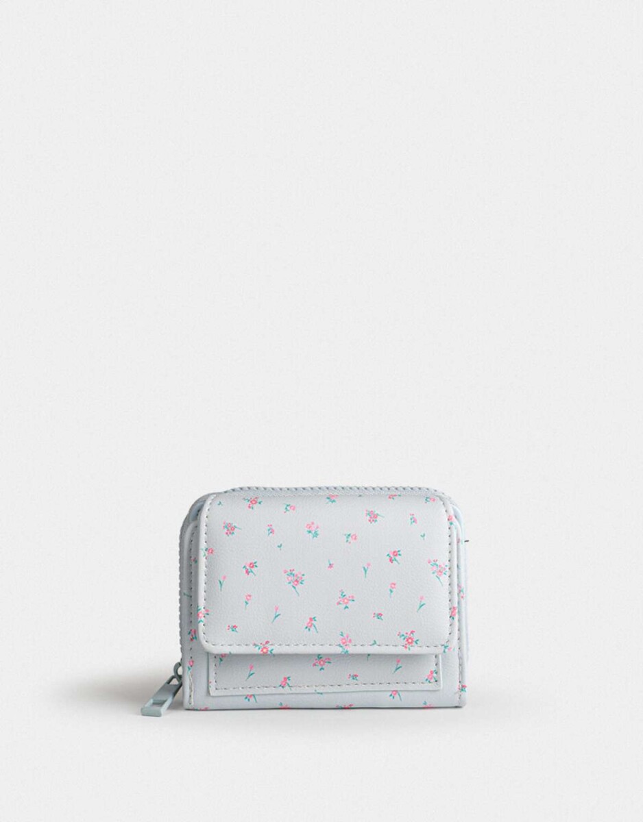 Billetera Cuerina Paisley - Azul Celeste 