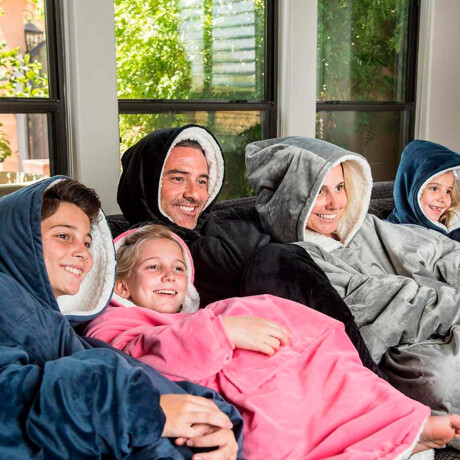 Buzo Canguro Oversize Manta Polar Afelpada Corderito Capucha Rosa