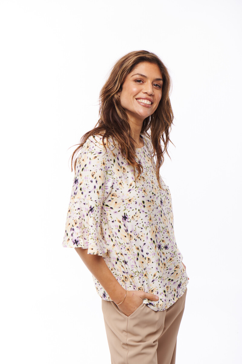 BLUSA LARISSA ESTAMPADO LILA Y AMARILLO