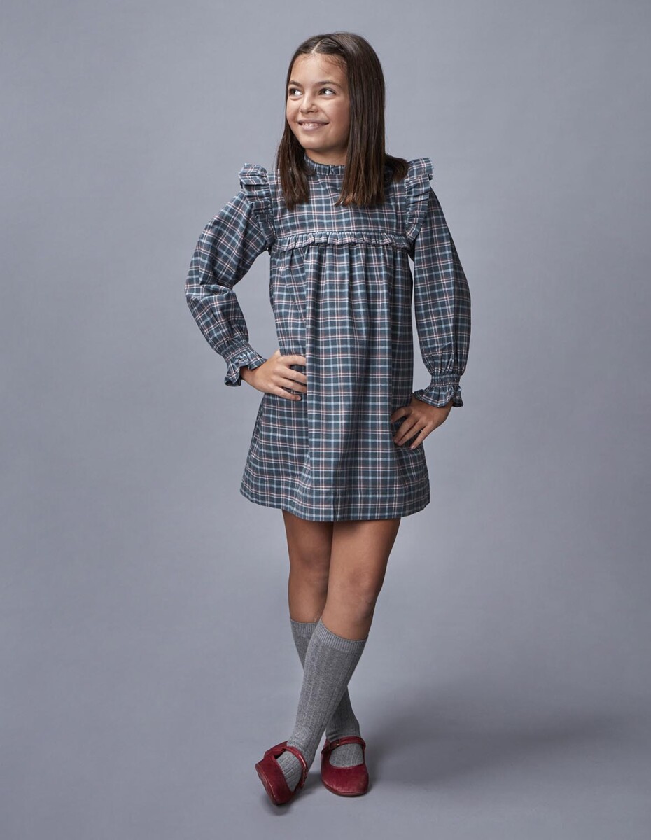 Vestido De Cuadro - Petroleo 