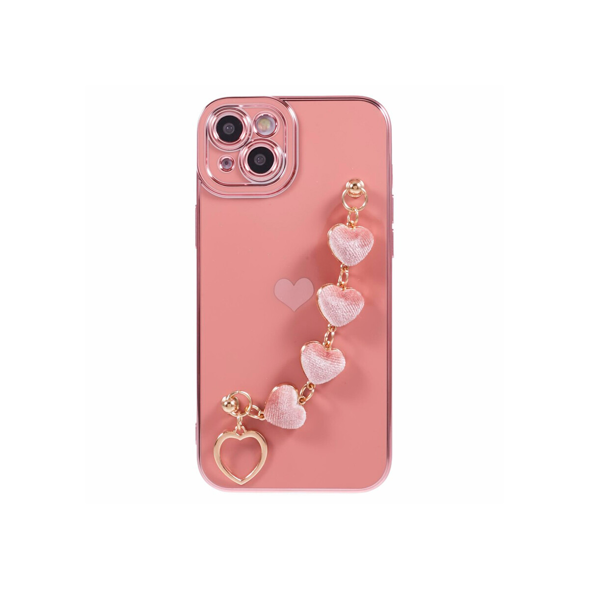Protector para iPhone 15 diseño corazones rosa 