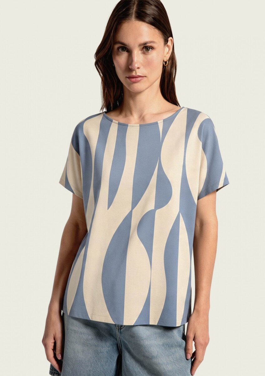 BLUSA ESTAMPADA - CELESTE 