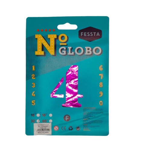 Globo Número Fessta 32" Fucsia CUATRO