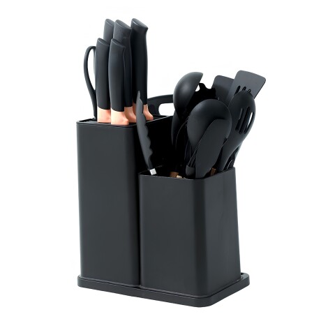 Set x 19 Utensilios de cocina en silicona libre de BPA Negro
