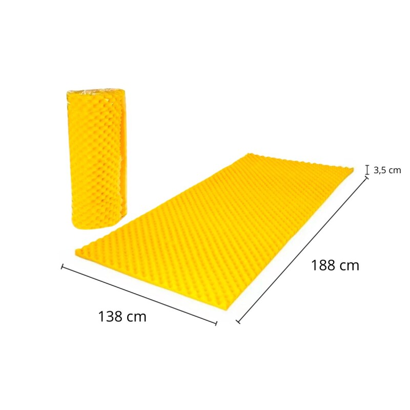 Pillow top de espuma perfilada 138 cms x 188 cm x 3,5 cm AMARILLO