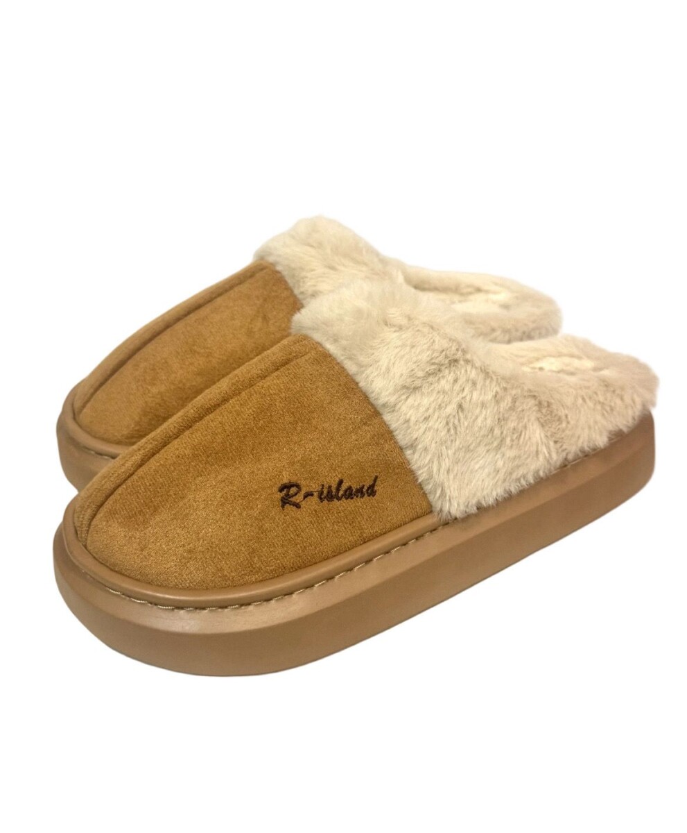 Pantufla Gamuza con Corderito Super Abrigada Antideslizante - Marrón 