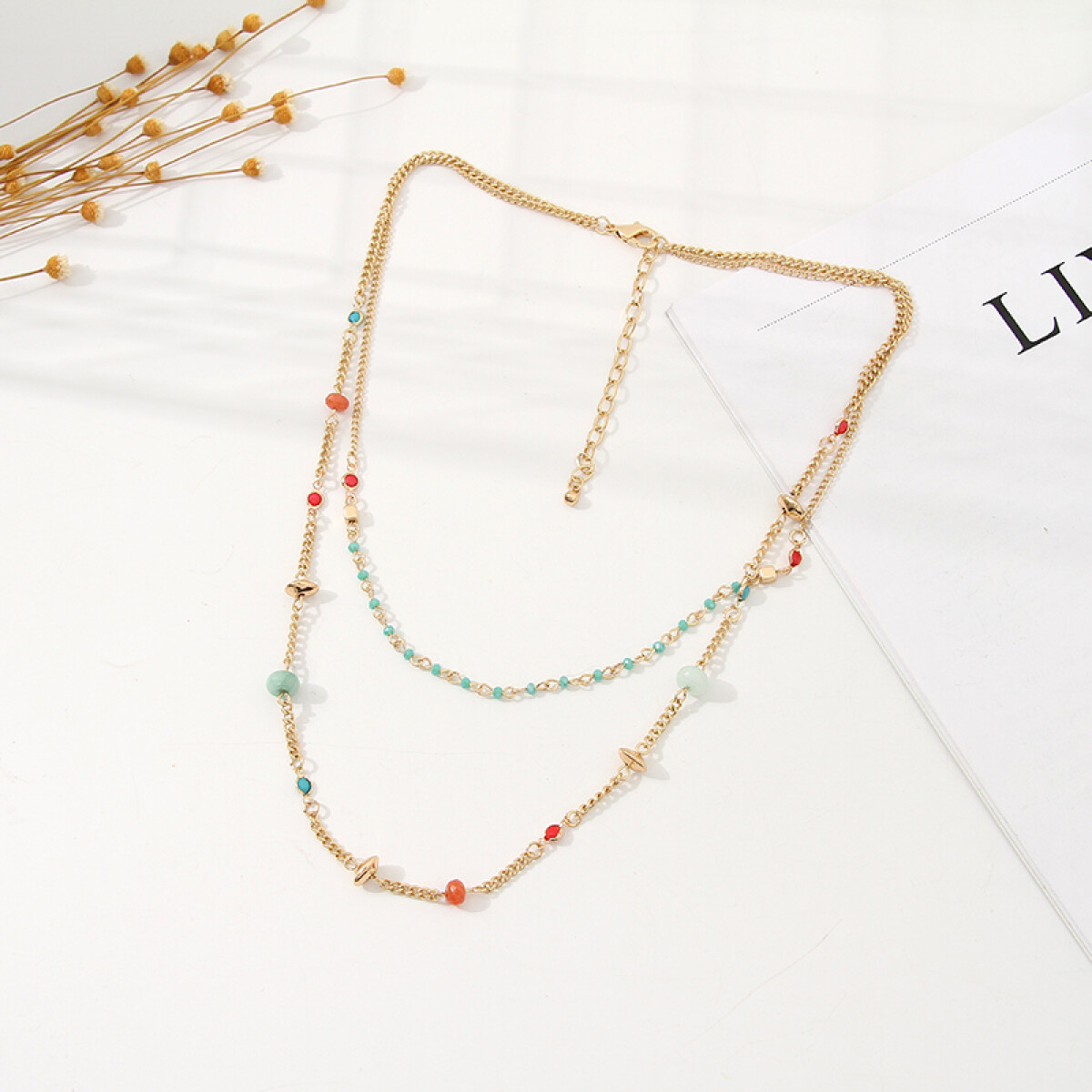 Collar Elegante Doble Cadena Estilo étnico 