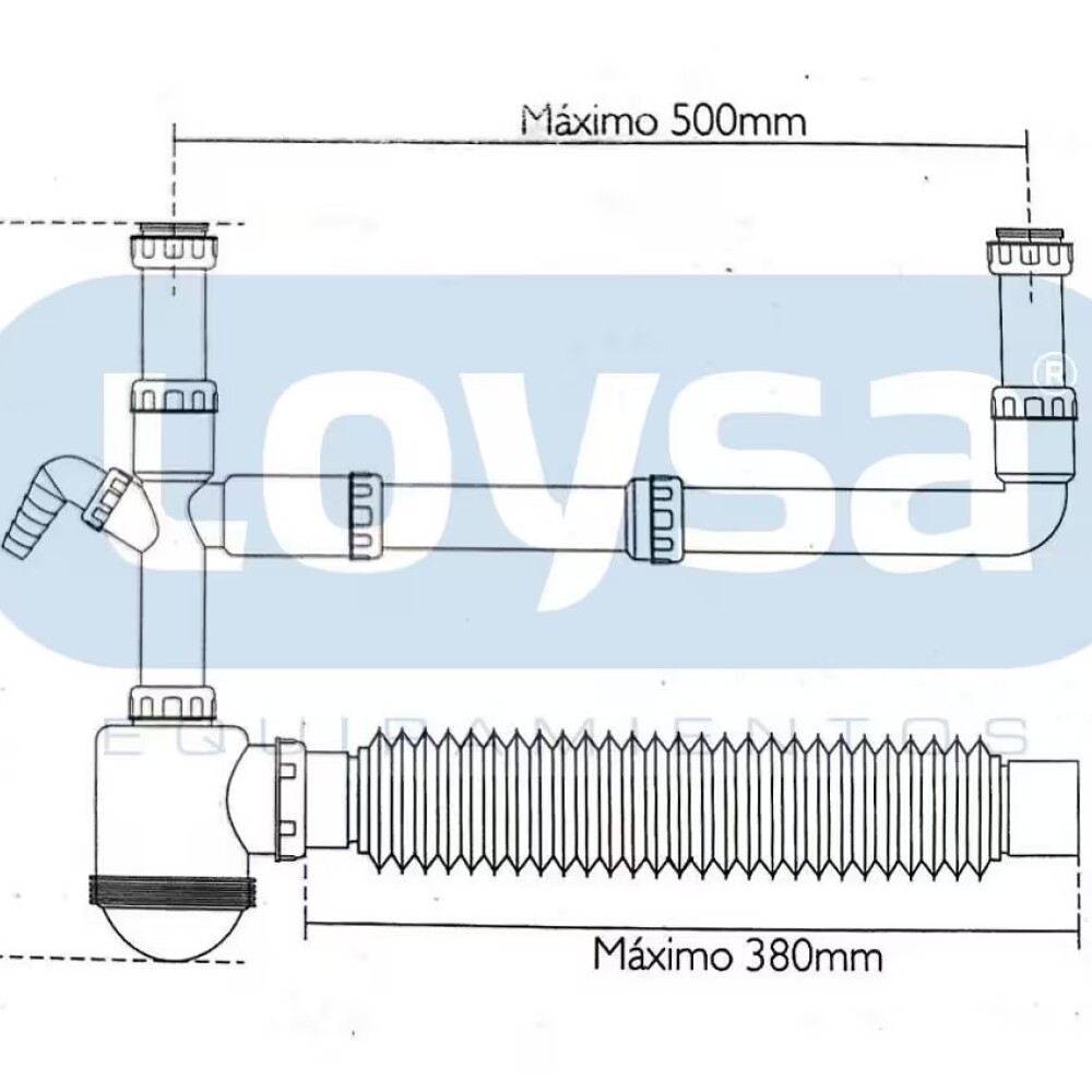 Sifón botella doble con tuerca gris Inplast Sifón Botella Doble Con Tuerca Gris Inplast