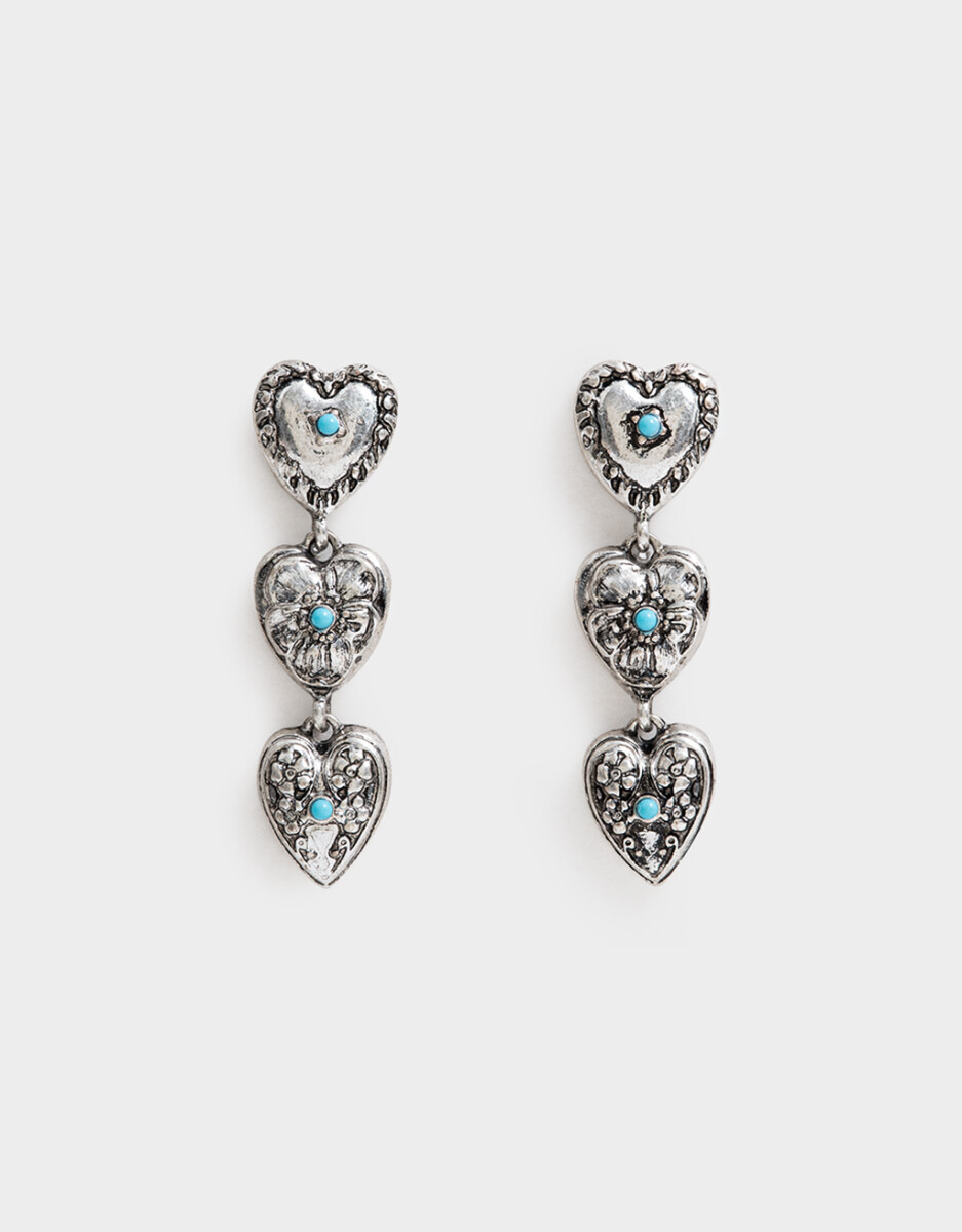 Aros Colgantes Largos Con Corazón 
