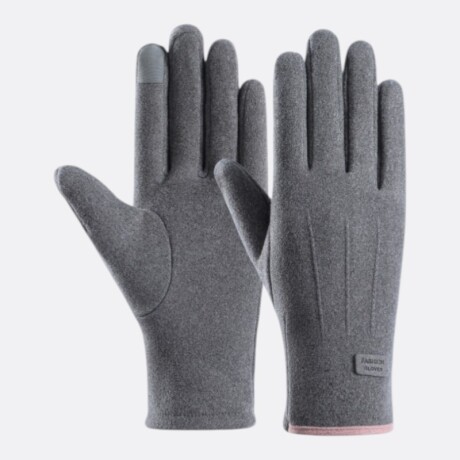 Guantes Abrigo Soft Winter Gris con detalle en Rosa