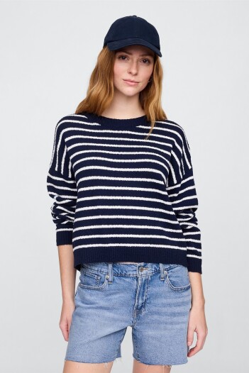 Buzo Algodòn Slub Mujer Navy Stripe