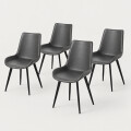 Pack X4 Sillas De Comedor Tapizadas Ecocuero Gris
