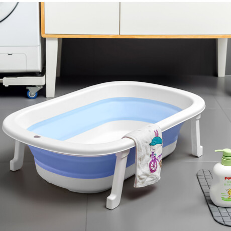 Bañito Bebé Plegable + Colchon Baby Splash Celeste