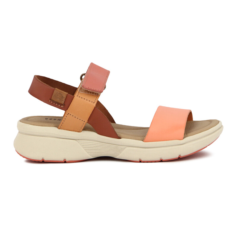 Country Sandalia Dama Casual 1 Tira Y Pulsera C/velcro Coral-mix